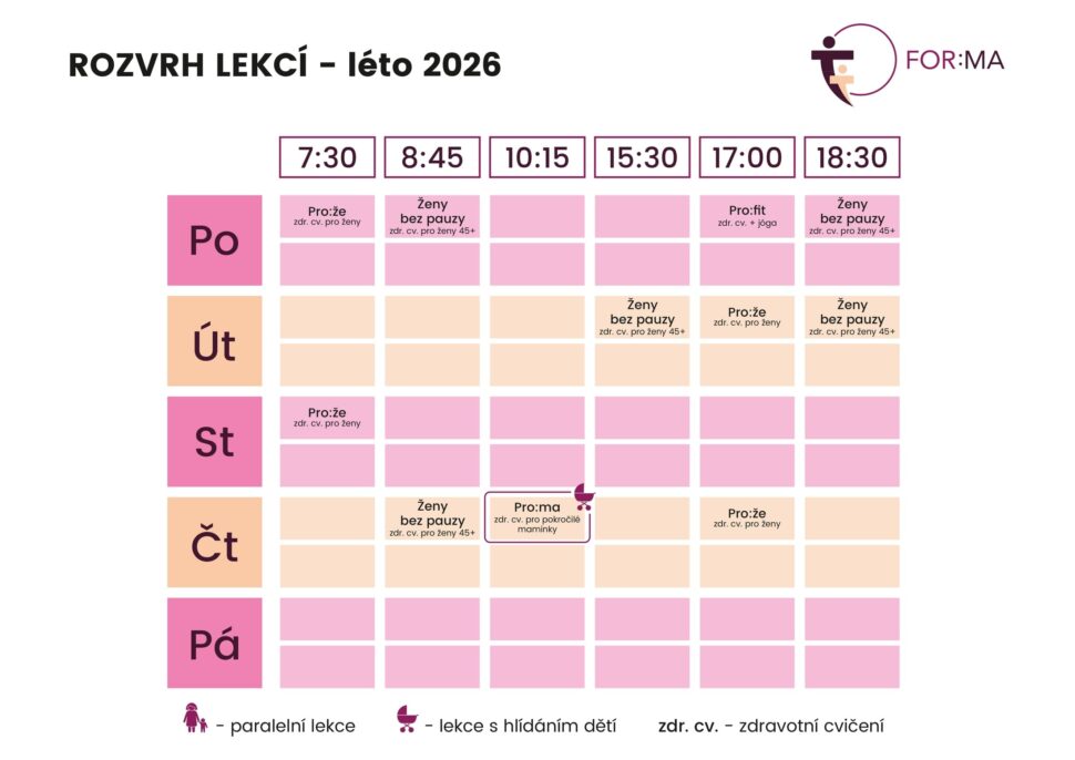Rozvrh kurzů léto 2026